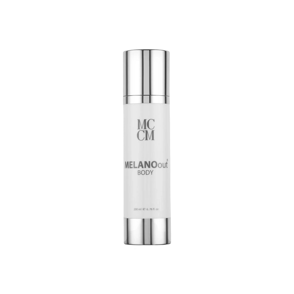 Studio product photo of MCCM Medical Cosmetics - Melano Out Body Cream - 200 ml;Studio product photo of MCCM Medical Cosmetics - Melano Out Body Cream - 200 ml
